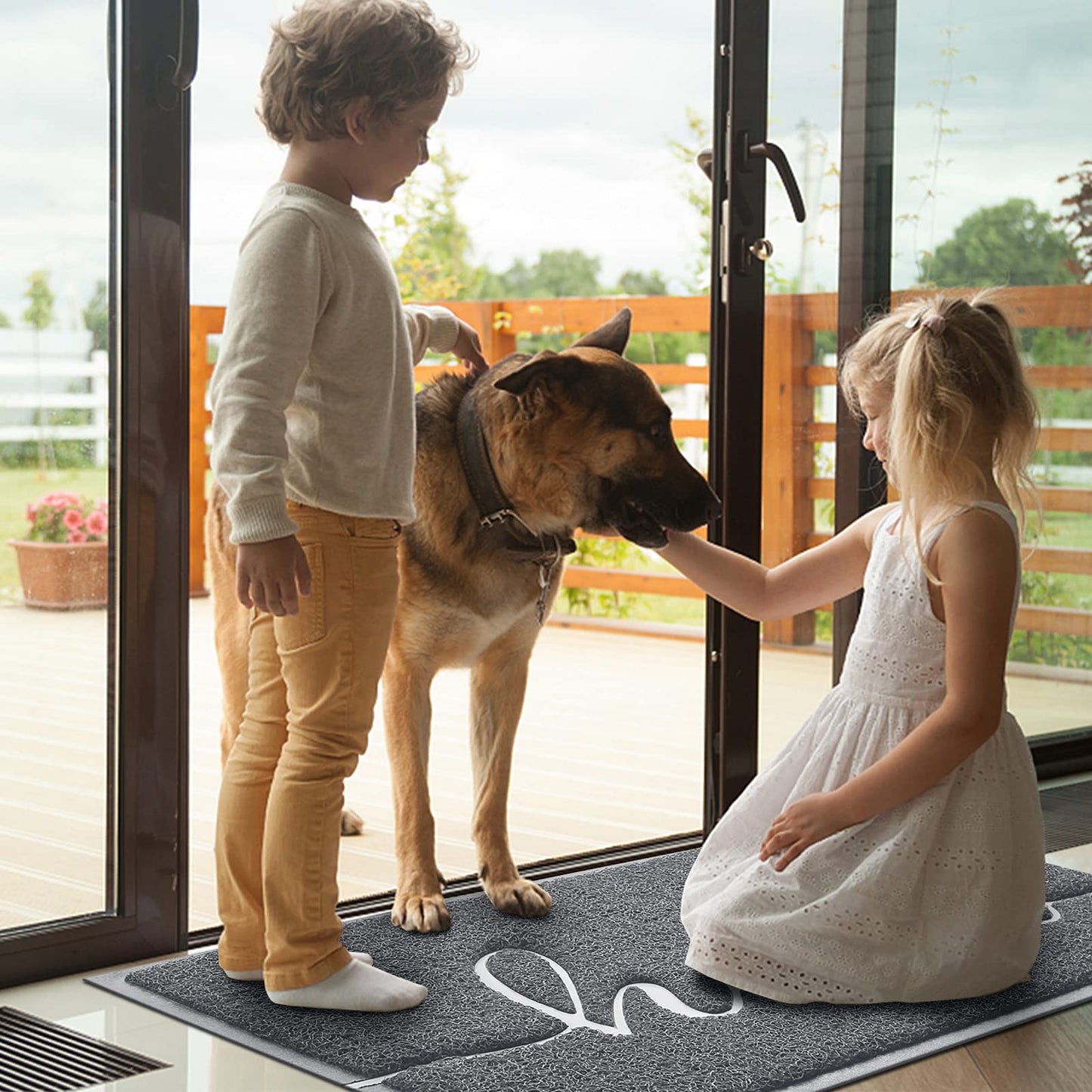 BeneathYourFeet Door Mat (30"x17.5",Black), Welcome Mat Low Profile Front Doormat Floor Mat Non Slip Rugs for Entryway, Patio, High Traffic Areas