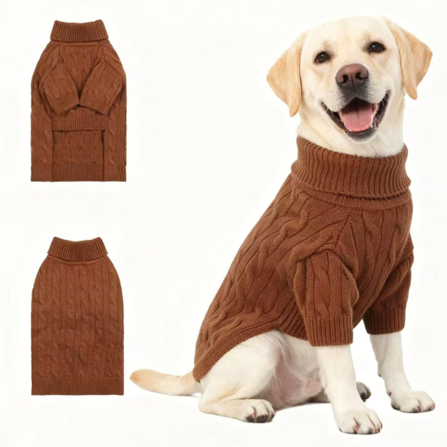 Small/Medium Dog Sweater, Warm Dog Winter Coat w/Sleeves, Comfortable High Neck & Leash Hole, Premium Dog Clothes for Schnauzer-Best for Holidays, Daily Walks M Apricot