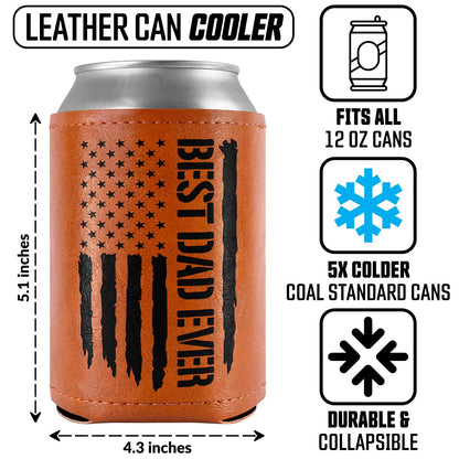 Best Dog Dad Ever Leather Can Cooler Holder Sleeve 12oz – Dog Lover Gifts for Men, Dad, Husband, Boyfriend, Grandpa – Dog Dad Gifts, Funny Pet Owner Gift, Birthday, Christmas Present