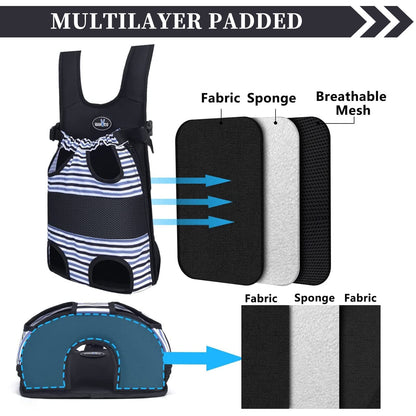 Dog Front Carrier Backpacks for Small Dogs, Legs Out Pet Carrier Sling Backpack with Adjustable Padded Ventilated Shoulder Straps, Easy-Fit for Traveling Hiking Camping,Medium