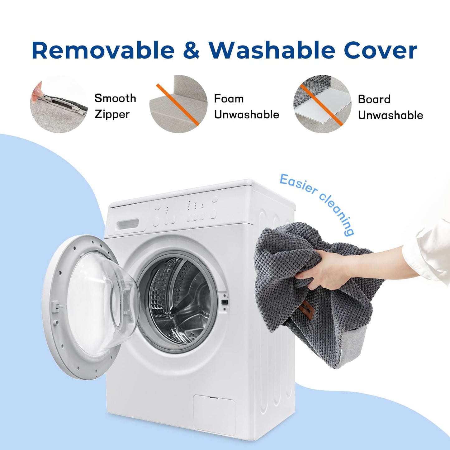 Dog Stairs for Small Dogs - Pet Stairs 2 in 1 with Zippers Suitable for Couch and Bed, 35D Foam Dog Steps with Non Slip Bottom Grey 4 Steps, Beige