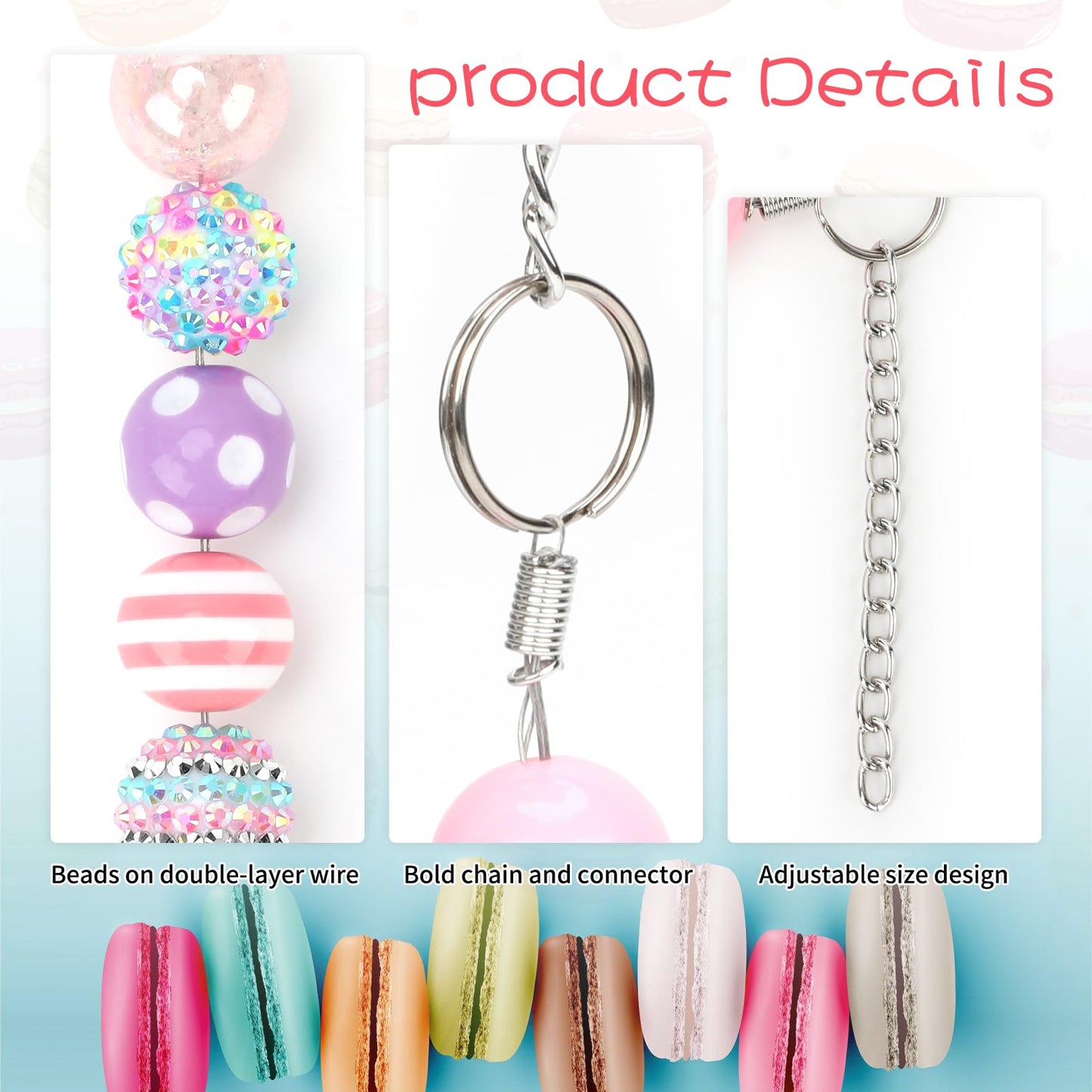 BWOGUE Adjustable Bubblegum Dog Collar Necklace - Sparkly Candy Color Beaded Pet Collar Jewelry for Medium Large Dogs, Party Accessory for Dogs Birthday & Valentine’s Day Gifts(L,16.0"-19.0")