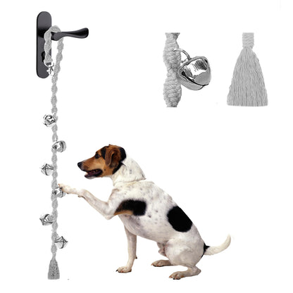 Dog Bells to Go Outside & Puppy Potty Training, Adjustable Dog Door Bell Ring to Go Potty, Handmade with Premium Yarn. Twisted Style, Beige