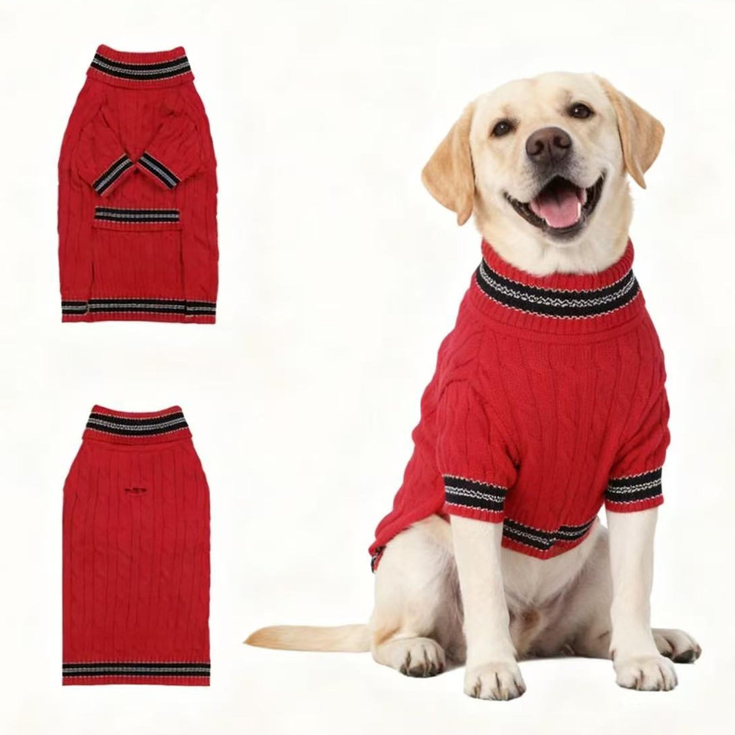 Small/Medium Dog Sweater, Warm Dog Winter Coat w/Sleeves, Comfortable High Neck & Leash Hole, Premium Dog Clothes for Schnauzer-Best for Holidays, Daily Walks M Apricot