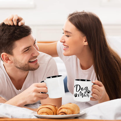 Whaline 2Pcs Dog Mom Dog Dad Mugs Couple Mugs, 12oz Couple Cups with Gift Box, Funny Gift Set for Dogs Lovers, Puppy Dogs Owner Pet Parent Gifts, Table Centerpieces Decor
