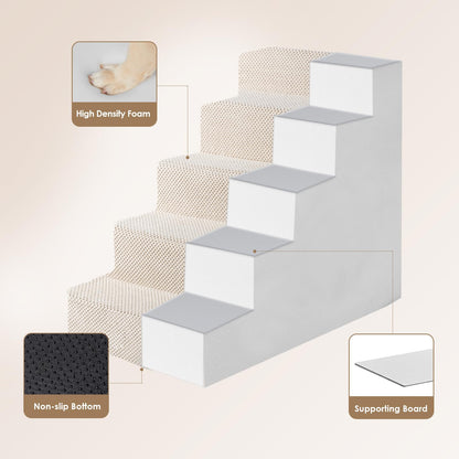 EHEYCIGA Dog Stairs for Bed 18" H, 4-Step Dog Steps for High Bed, Pet Steps for Small Dogs and Cats, Non-Slip Balanced Pet Ramp Indoor, Grey