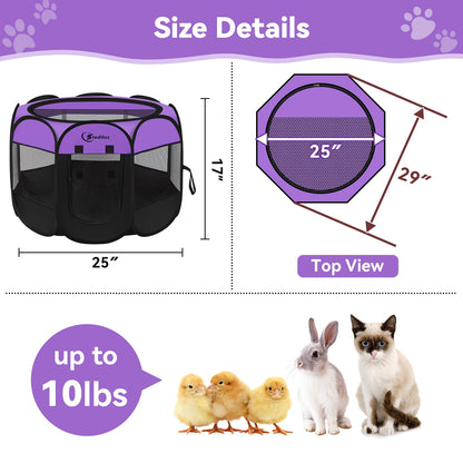 Siedihit Dog Cat Playpen, Puppy Pet Playpen Indoor for Small Dog Crate Tent Cage Outdoor, Portable Pop Up Dogs Enclosure Kennel with Carrying Case for Dogs/Cats/Rabbits(Grey, Small