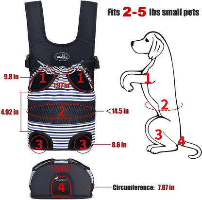 Dog Front Carrier Backpacks for Small Dogs, Legs Out Pet Carrier Sling Backpack with Adjustable Padded Ventilated Shoulder Straps, Easy-Fit for Traveling Hiking Camping,Medium