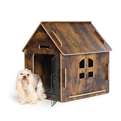 Dog House Indoor for Small Dogs or Cats, Cozy Wooden Design, Small Indoor Bed House, with Air Vents and Elevated Floor Warm Dog Cave