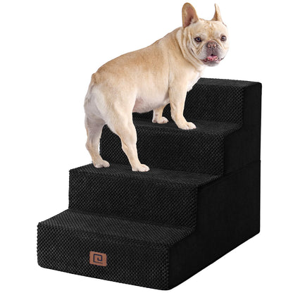 EHEYCIGA Dog Stairs for Bed 18" H, 4-Step Dog Steps for High Bed, Pet Steps for Small Dogs and Cats, Non-Slip Balanced Pet Ramp Indoor, Grey