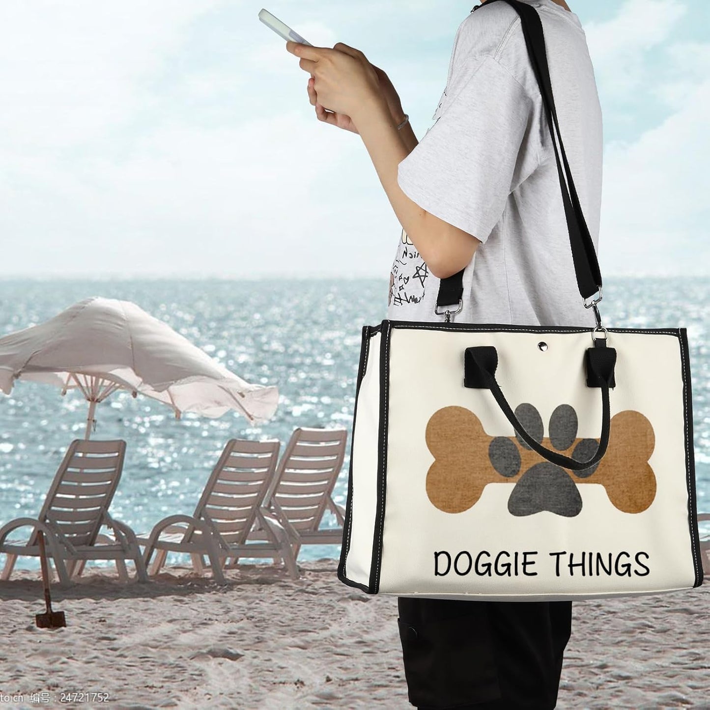FOTAP Dog Lover Shopping Bag - Owner Tote for Toys, Park, and Doggie Things - Gift (DOGGIE THING LT)