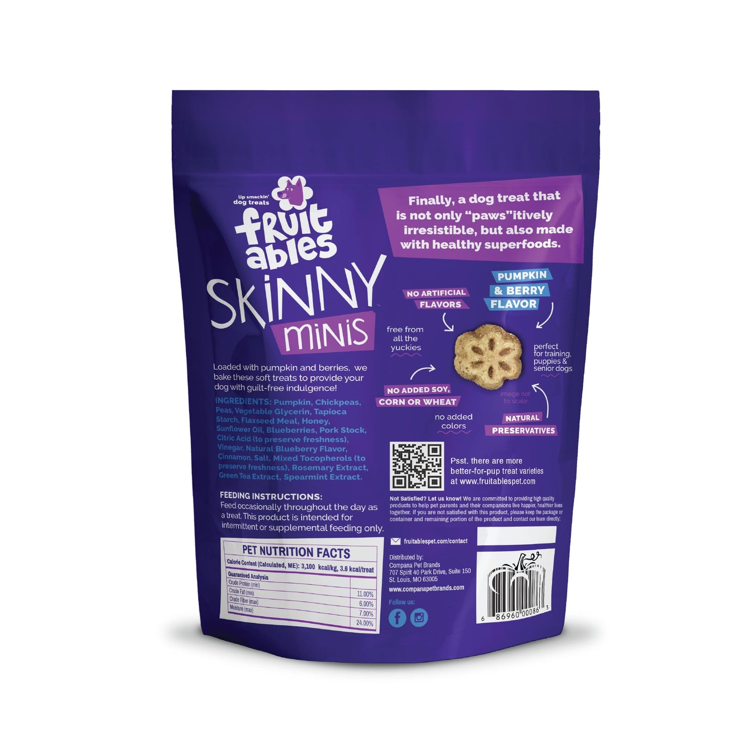 Fruitables Skinny Mini Dog Treats, Healthy Sweet Potato Treat for Dogs, Low Calorie & Delicious, Puppy Training, No Wheat, Corn or Soy, Made in the USA, Bacon and Apple Flavor, 12oz