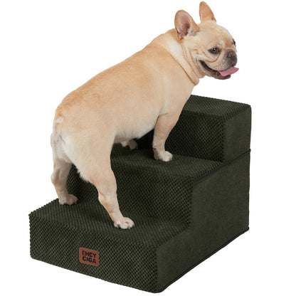 EHEYCIGA Dog Stairs for Bed 18" H, 4-Step Dog Steps for High Bed, Pet Steps for Small Dogs and Cats, Non-Slip Balanced Pet Ramp Indoor, Grey
