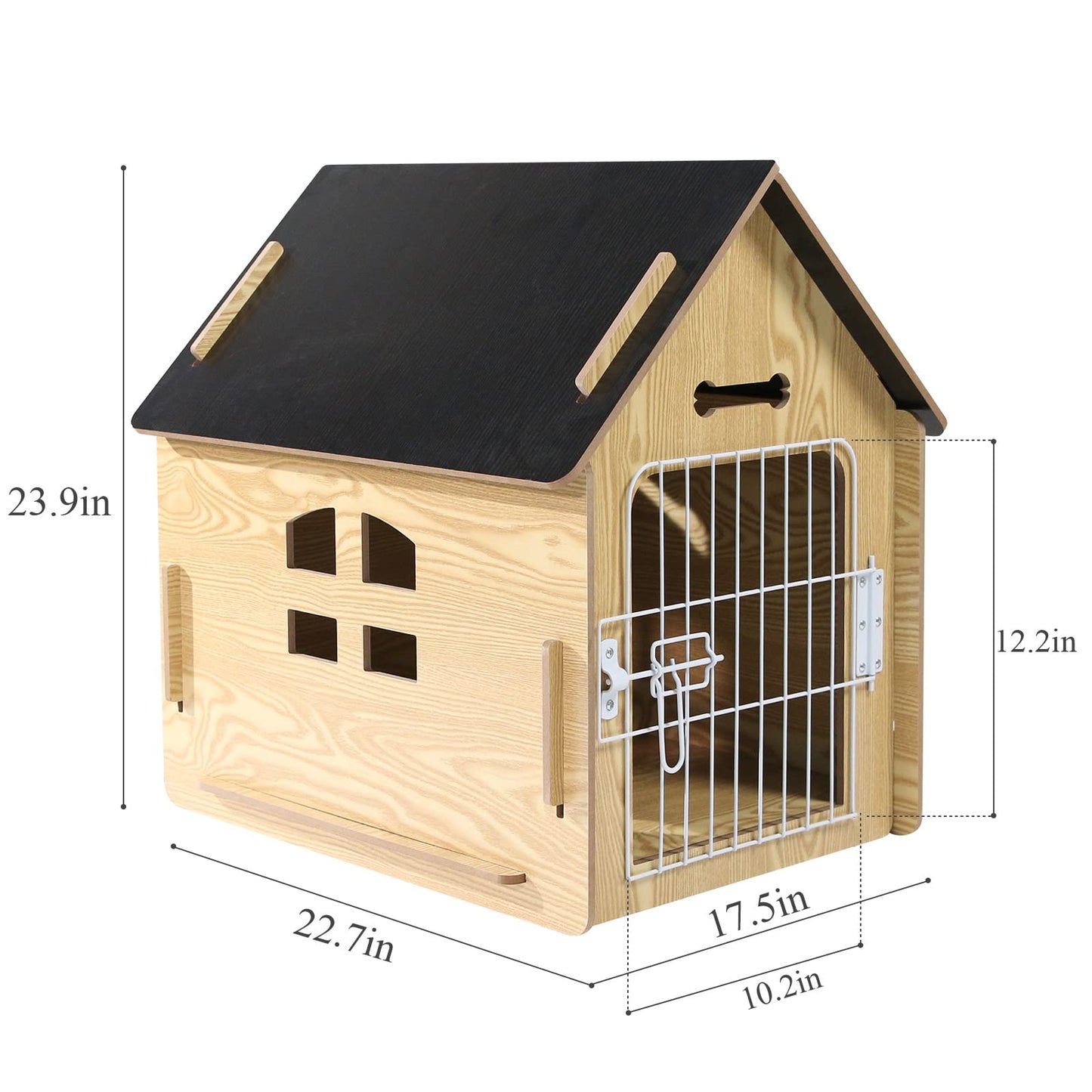 Dog House Indoor for Small Dogs or Cats, Cozy Wooden Design, Small Indoor Bed House, with Air Vents and Elevated Floor Warm Dog Cave