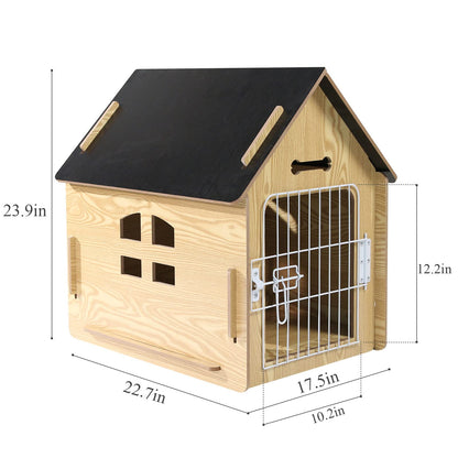Dog House Indoor for Small Dogs or Cats, Cozy Wooden Design, Small Indoor Bed House, with Air Vents and Elevated Floor Warm Dog Cave