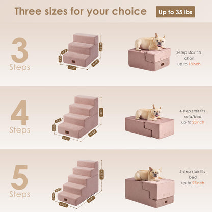 EHEYCIGA Dog Stairs for Bed 18" H, 4-Step Dog Steps for High Bed, Pet Steps for Small Dogs and Cats, Non-Slip Balanced Pet Ramp Indoor, Grey