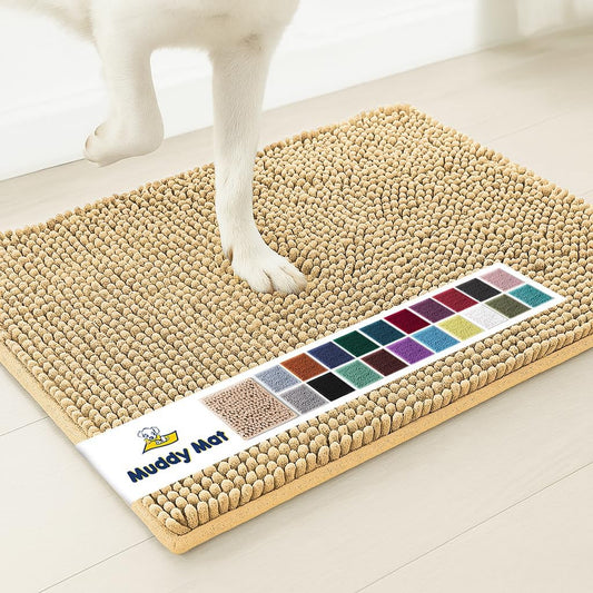 Muddy Mat® | Super Absorbent Door Mat Indoor, Microfiber Quick Dry Chenille Entryway Rug, Non-Slip Front Door Mat, Indoor Mats for Entryway, Machine Washable Pet Rug, Grey 30"x19"