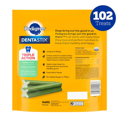 Pedigree Dentastix Dental Chews for Dogs, Small and Toy Breed Dog Treats, Fresh Flavor, 12.31 oz. Bag (51 Treats Total)