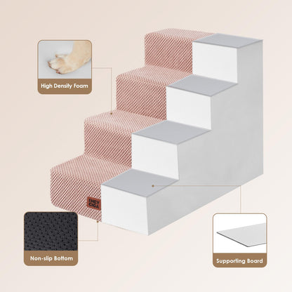 EHEYCIGA Dog Stairs for Bed 18" H, 4-Step Dog Steps for High Bed, Pet Steps for Small Dogs and Cats, Non-Slip Balanced Pet Ramp Indoor, Grey