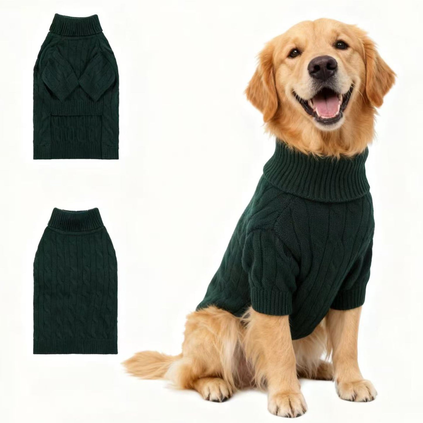 Small/Medium Dog Sweater, Warm Dog Winter Coat w/Sleeves, Comfortable High Neck & Leash Hole, Premium Dog Clothes for Schnauzer-Best for Holidays, Daily Walks M Apricot