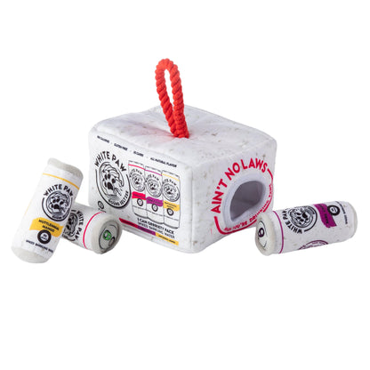 Haute Diggity Dog White Paw Grrriety Pack Activity House, Plush Designer Dog Toys with Interactive Squeaker, Stimulating Pet Enrichment, Machine-Washable & Safe Materials for All Breeds, One Size