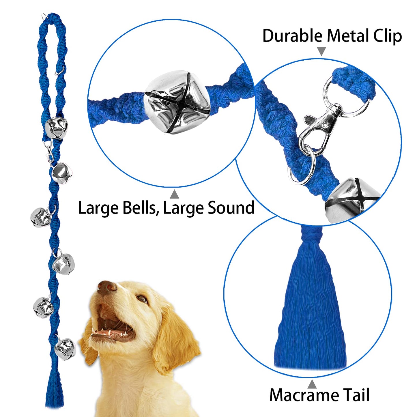 Dog Bells to Go Outside & Puppy Potty Training, Adjustable Dog Door Bell Ring to Go Potty, Handmade with Premium Yarn. Twisted Style, Beige
