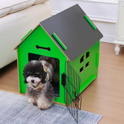 Dog House Indoor for Small Dogs or Cats, Cozy Wooden Design, Small Indoor Bed House, with Air Vents and Elevated Floor Warm Dog Cave
