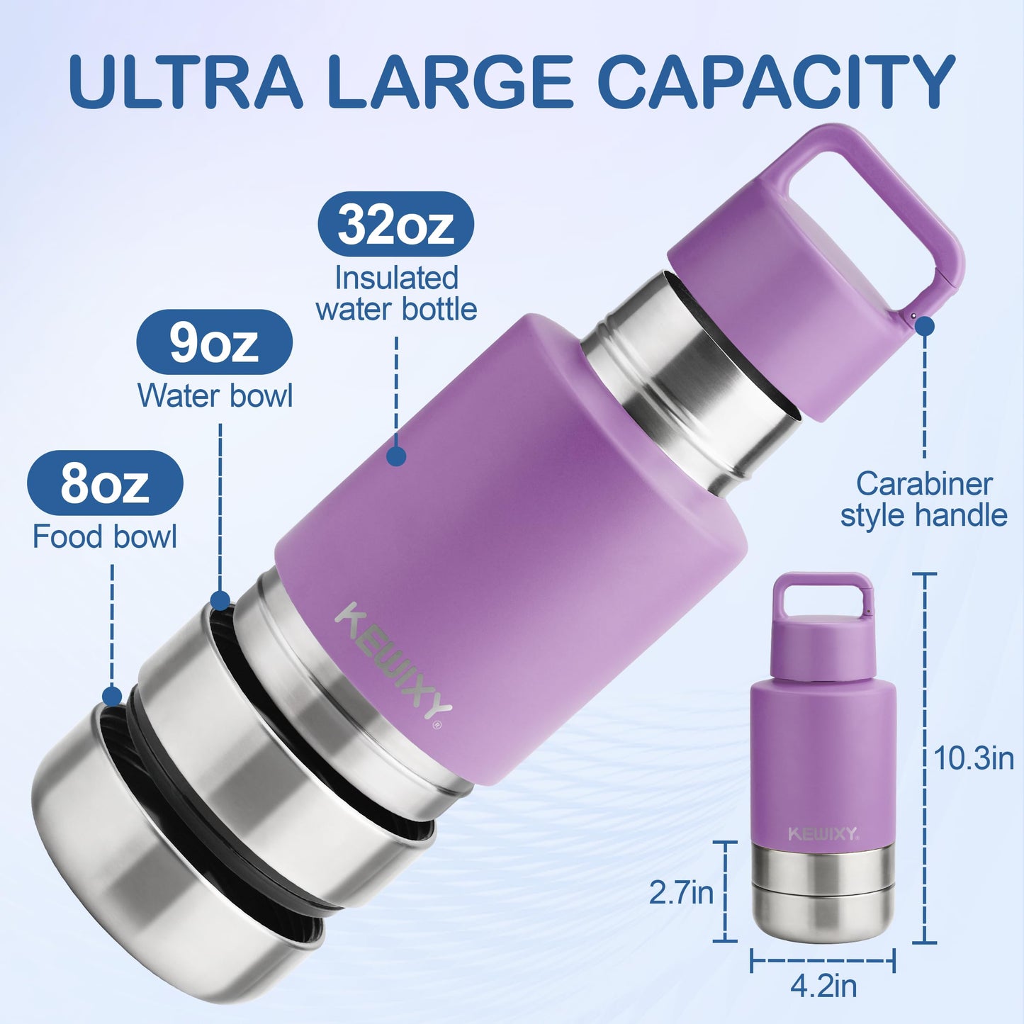 Insulated Dog Travel Water Bottle With Detachable Bowls, Ideal Dog Mom Gifts for Women, Portable Water Bottle Dispenser, For Walking, Hiking, Camping, Outdoor (Pink:Best Dog Mom, 32 Oz)