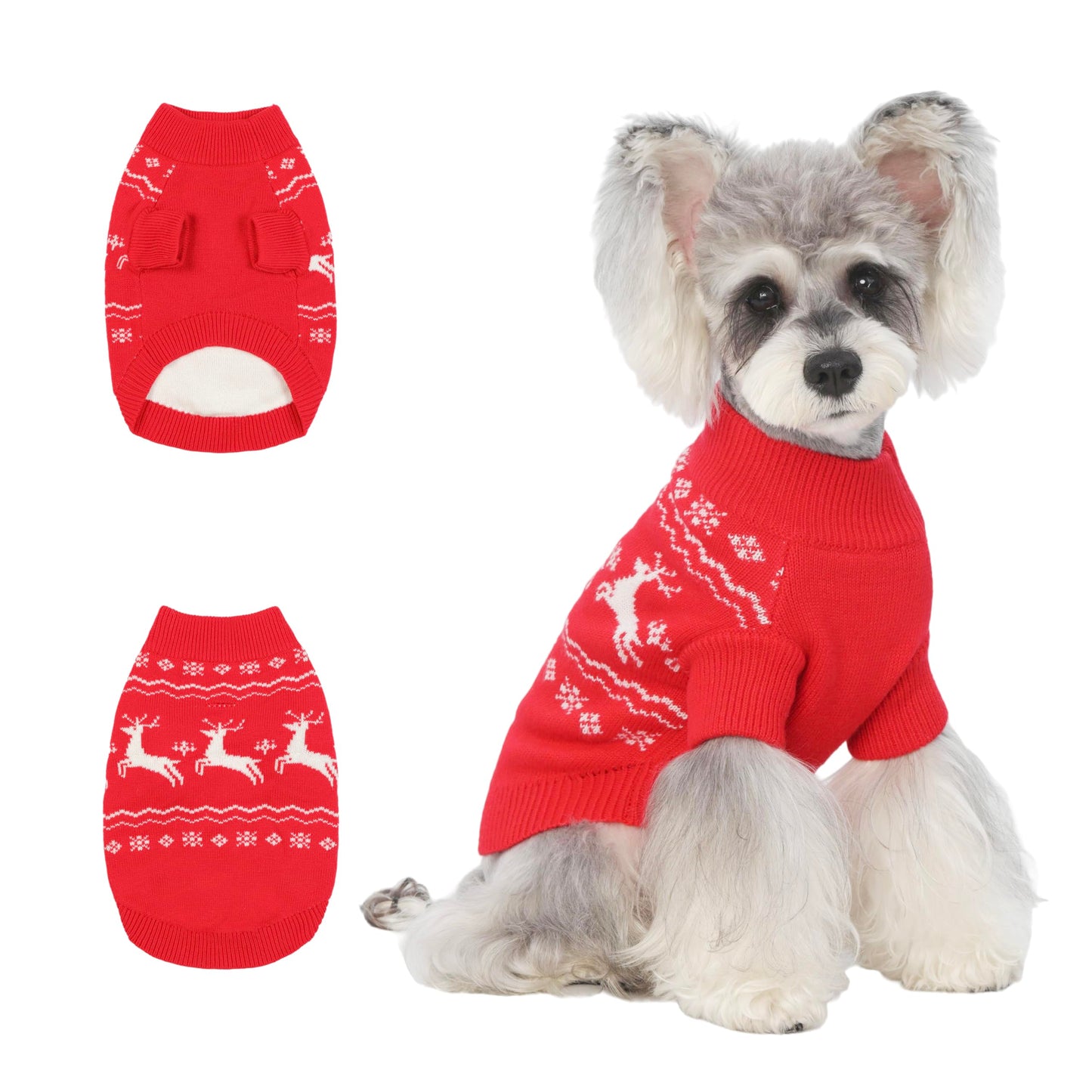 Small/Medium Dog Sweater, Warm Dog Winter Coat w/Sleeves, Comfortable High Neck & Leash Hole, Premium Dog Clothes for Schnauzer-Best for Holidays, Daily Walks M Apricot