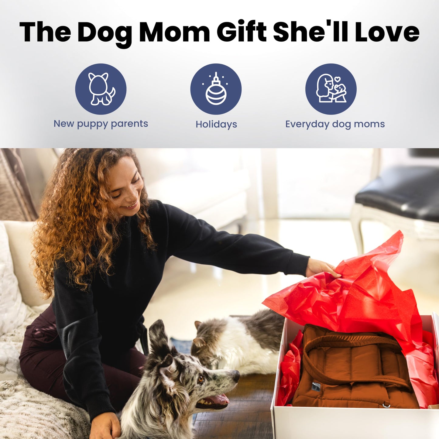 rubyloo Puffer Dog Travel Bag for Dog Moms – Doggy Diaper Bag with Pet Bowls & Food Storage or Everyday Puffy Tote – Doggy Mom Gifts for Women – Lightweight, Travel-Ready Gift for Pet Lovers – Beige