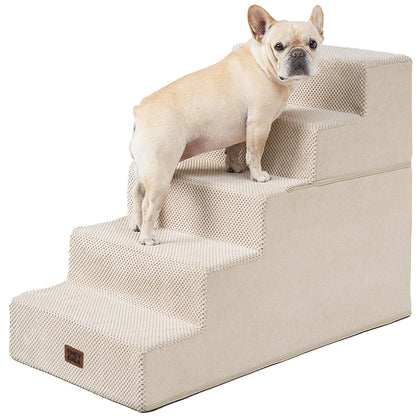 EHEYCIGA Dog Stairs for Bed 18" H, 4-Step Dog Steps for High Bed, Pet Steps for Small Dogs and Cats, Non-Slip Balanced Pet Ramp Indoor, Grey