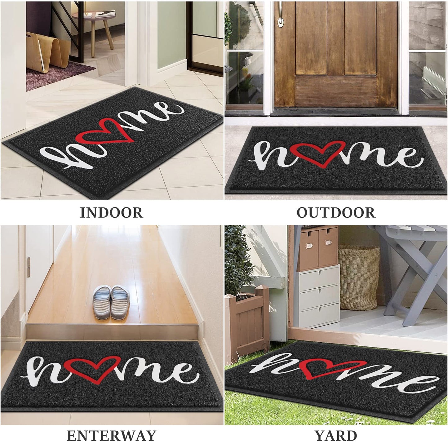 BeneathYourFeet Door Mat (30"x17.5",Black), Welcome Mat Low Profile Front Doormat Floor Mat Non Slip Rugs for Entryway, Patio, High Traffic Areas