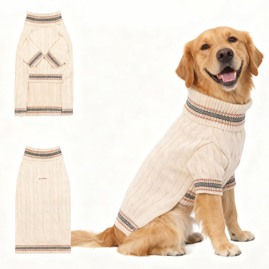 Small/Medium Dog Sweater, Warm Dog Winter Coat w/Sleeves, Comfortable High Neck & Leash Hole, Premium Dog Clothes for Schnauzer-Best for Holidays, Daily Walks M Apricot