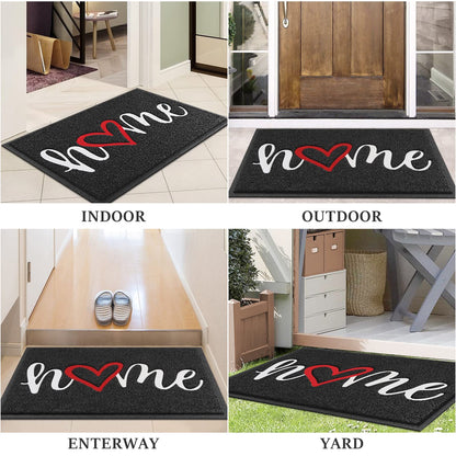 BeneathYourFeet Door Mat (30"x17.5",Black), Welcome Mat Low Profile Front Doormat Floor Mat Non Slip Rugs for Entryway, Patio, High Traffic Areas