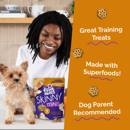 Fruitables Skinny Mini Dog Treats, Healthy Sweet Potato Treat for Dogs, Low Calorie & Delicious, Puppy Training, No Wheat, Corn or Soy, Made in the USA, Bacon and Apple Flavor, 12oz