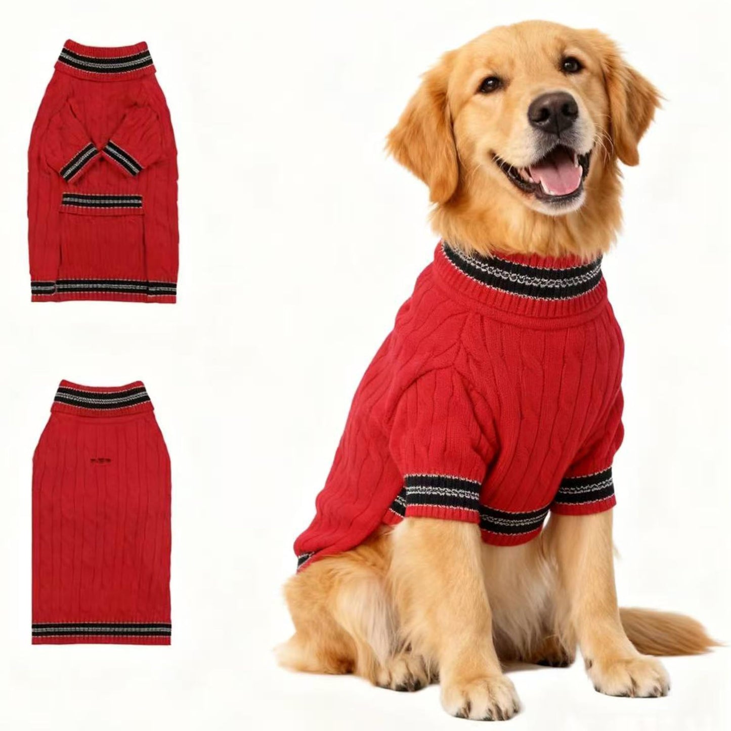 Small/Medium Dog Sweater, Warm Dog Winter Coat w/Sleeves, Comfortable High Neck & Leash Hole, Premium Dog Clothes for Schnauzer-Best for Holidays, Daily Walks M Apricot