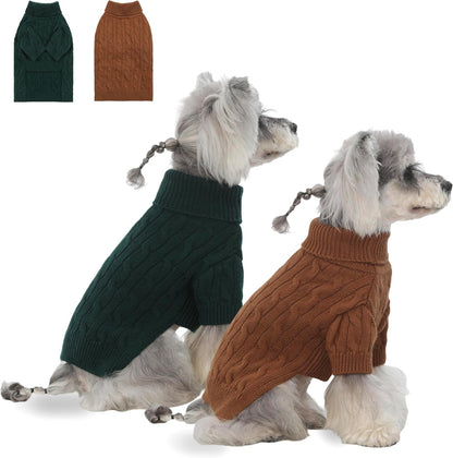 Small/Medium Dog Sweater, Warm Dog Winter Coat w/Sleeves, Comfortable High Neck & Leash Hole, Premium Dog Clothes for Schnauzer-Best for Holidays, Daily Walks M Apricot