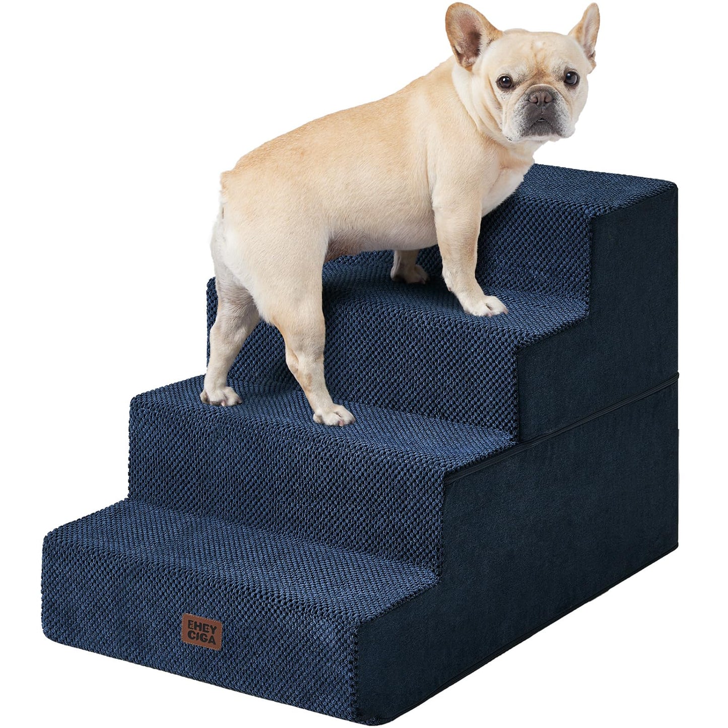 EHEYCIGA Dog Stairs for Bed 18" H, 4-Step Dog Steps for High Bed, Pet Steps for Small Dogs and Cats, Non-Slip Balanced Pet Ramp Indoor, Grey