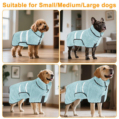 Bienbee Dog Bathrobe, Quick Drying Super Absorbent Dog Robes for After Bath, Warm Keeping Dogs Towel, Dogs Bath Supplies, Dark Blue XL