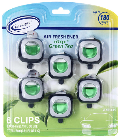 Air Jungles New Car Scent Car Air Freshener Vent Clip, 6 Count Long Lasting Up to 180 days, Natural Essential Oil Car Fragrance for Women and Men, Odor Eliminator - 4ml Each
