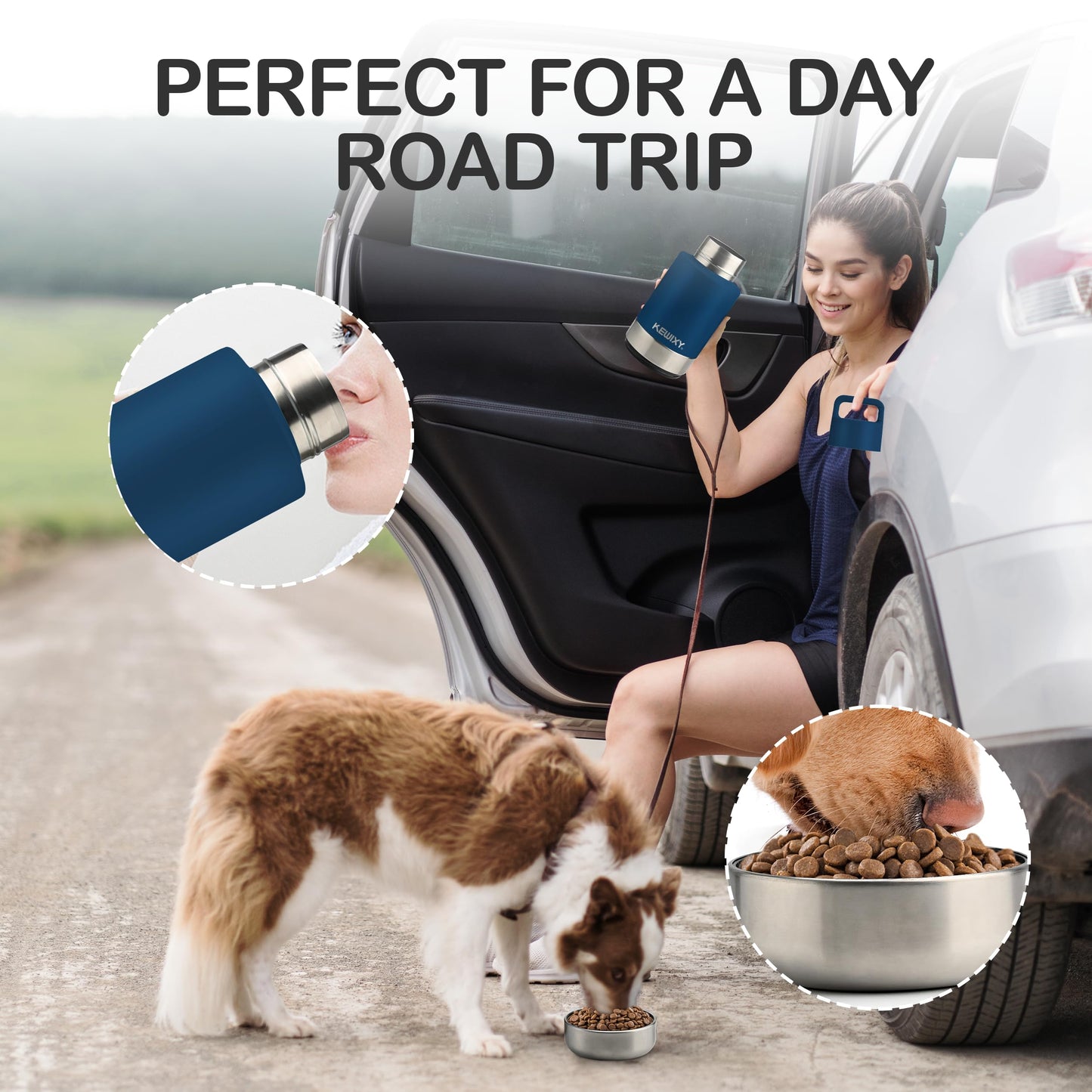 Insulated Dog Travel Water Bottle With Detachable Bowls, Ideal Dog Mom Gifts for Women, Portable Water Bottle Dispenser, For Walking, Hiking, Camping, Outdoor (Pink:Best Dog Mom, 32 Oz)