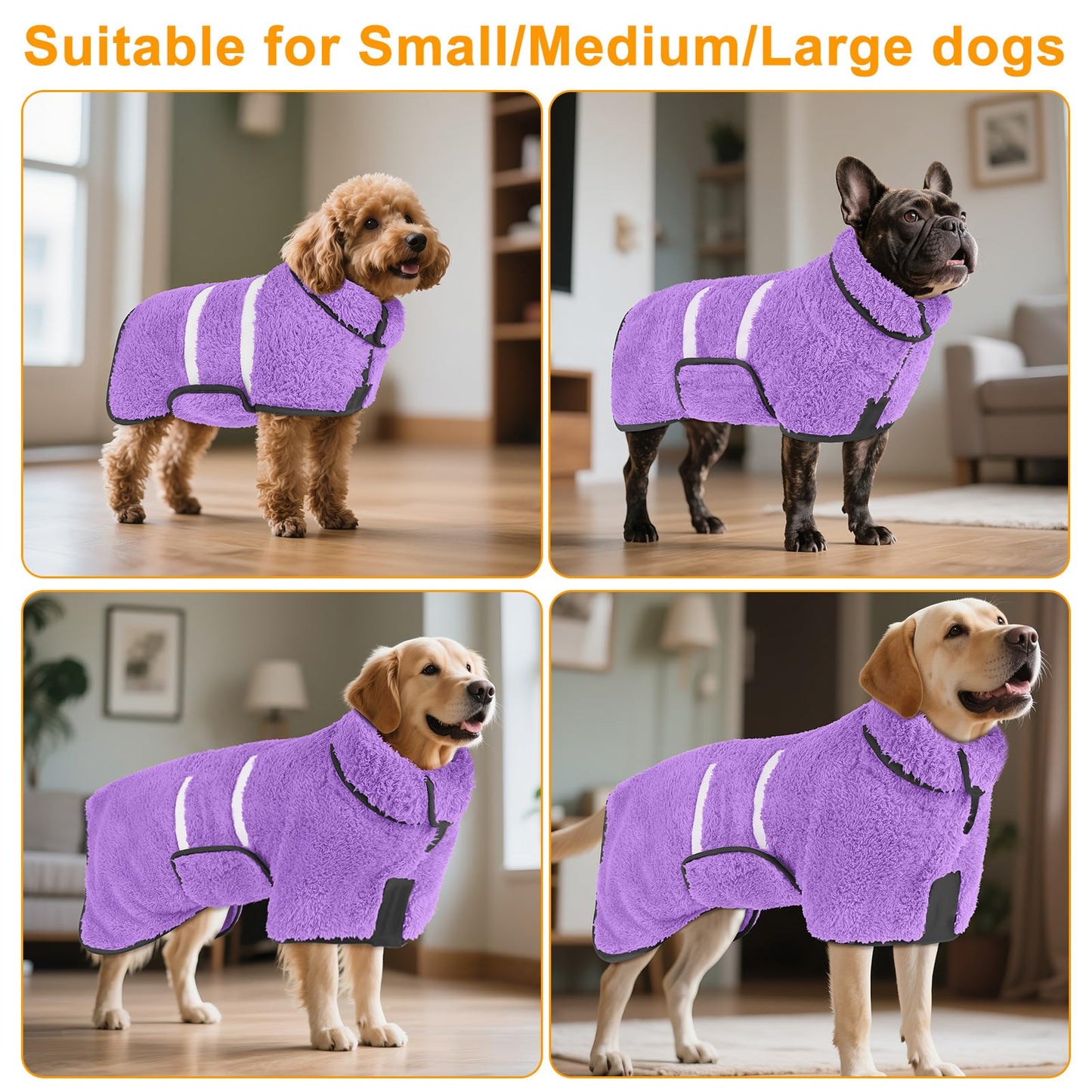 Bienbee Dog Bathrobe, Quick Drying Super Absorbent Dog Robes for After Bath, Warm Keeping Dogs Towel, Dogs Bath Supplies, Dark Blue XL