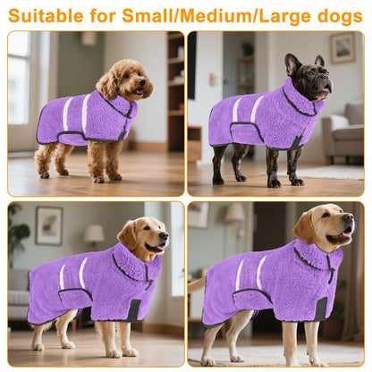 Bienbee Dog Bathrobe, Quick Drying Super Absorbent Dog Robes for After Bath, Warm Keeping Dogs Towel, Dogs Bath Supplies, Dark Blue XL