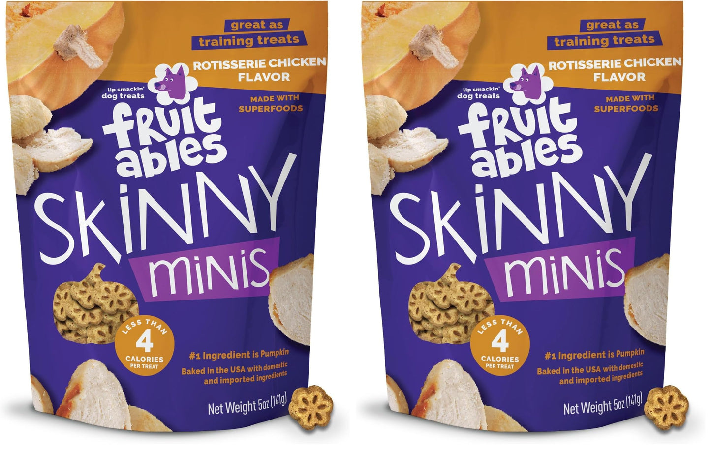 Fruitables Skinny Mini Dog Treats, Healthy Sweet Potato Treat for Dogs, Low Calorie & Delicious, Puppy Training, No Wheat, Corn or Soy, Made in the USA, Bacon and Apple Flavor, 12oz
