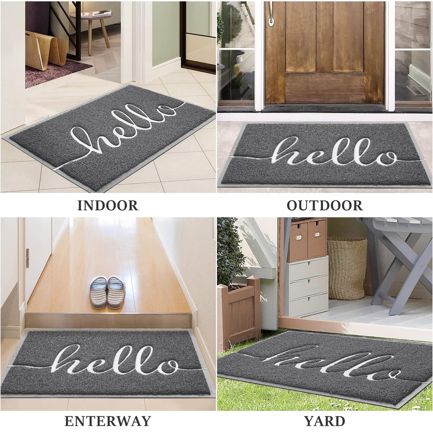 BeneathYourFeet Door Mat (30"x17.5",Black), Welcome Mat Low Profile Front Doormat Floor Mat Non Slip Rugs for Entryway, Patio, High Traffic Areas