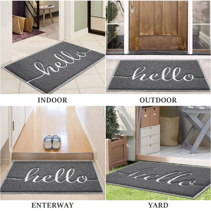 BeneathYourFeet Door Mat (30"x17.5",Black), Welcome Mat Low Profile Front Doormat Floor Mat Non Slip Rugs for Entryway, Patio, High Traffic Areas