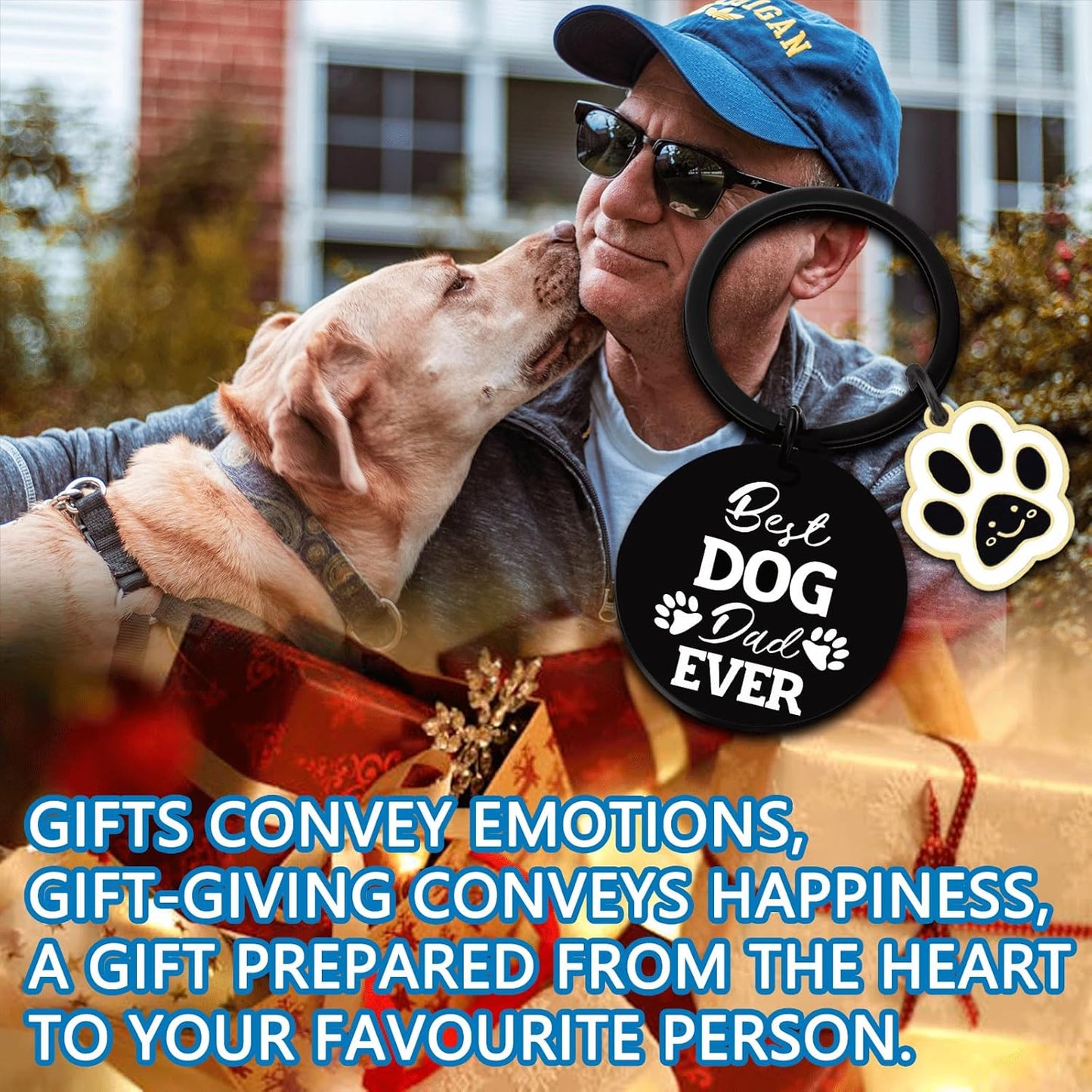 Dog Dad Gifts for Men Birthday Gift for Dog Lovers Dogs Owner Fathers Day Christmas Gifts for Dad From Daughter Son Dogs Keychain