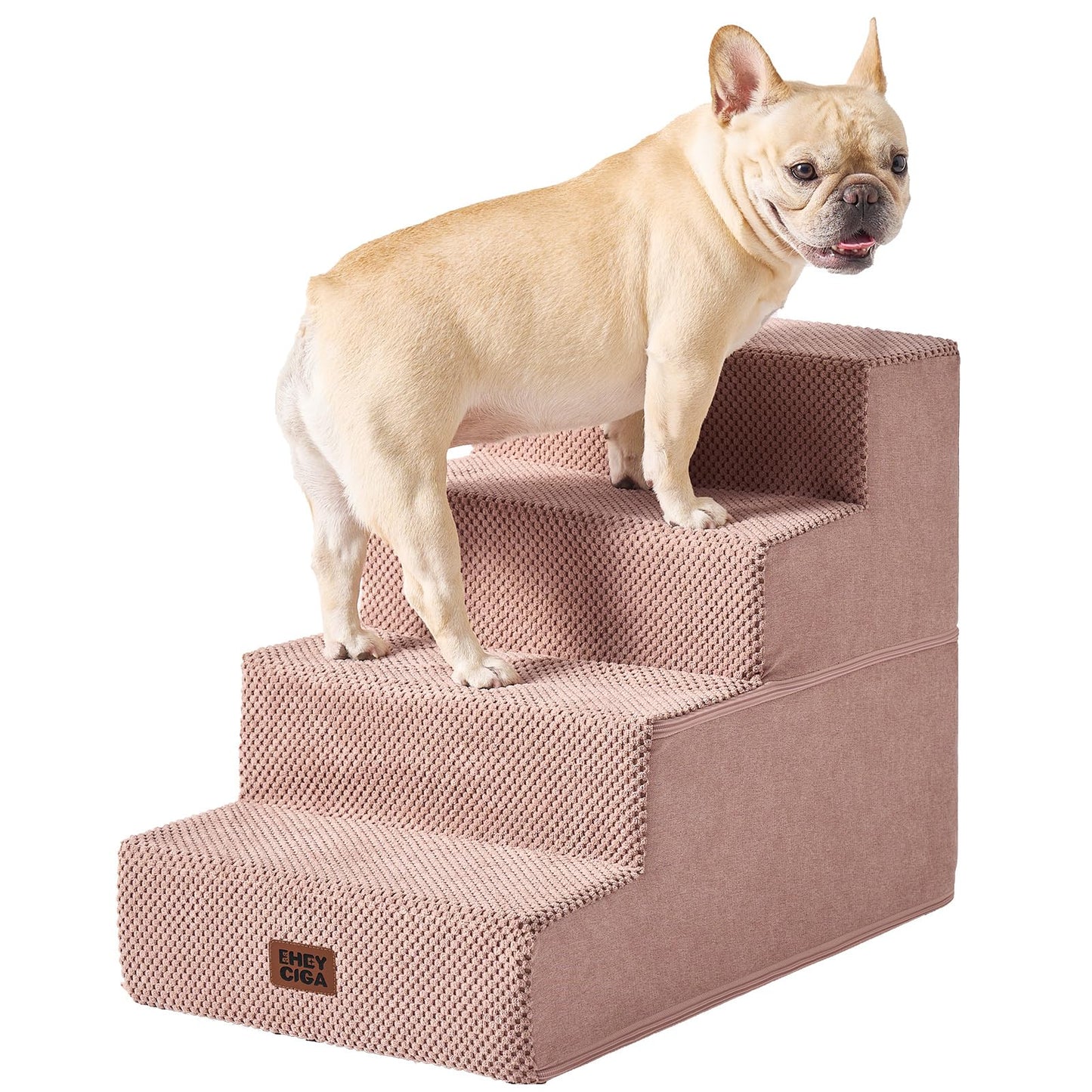 EHEYCIGA Dog Stairs for Bed 18" H, 4-Step Dog Steps for High Bed, Pet Steps for Small Dogs and Cats, Non-Slip Balanced Pet Ramp Indoor, Grey