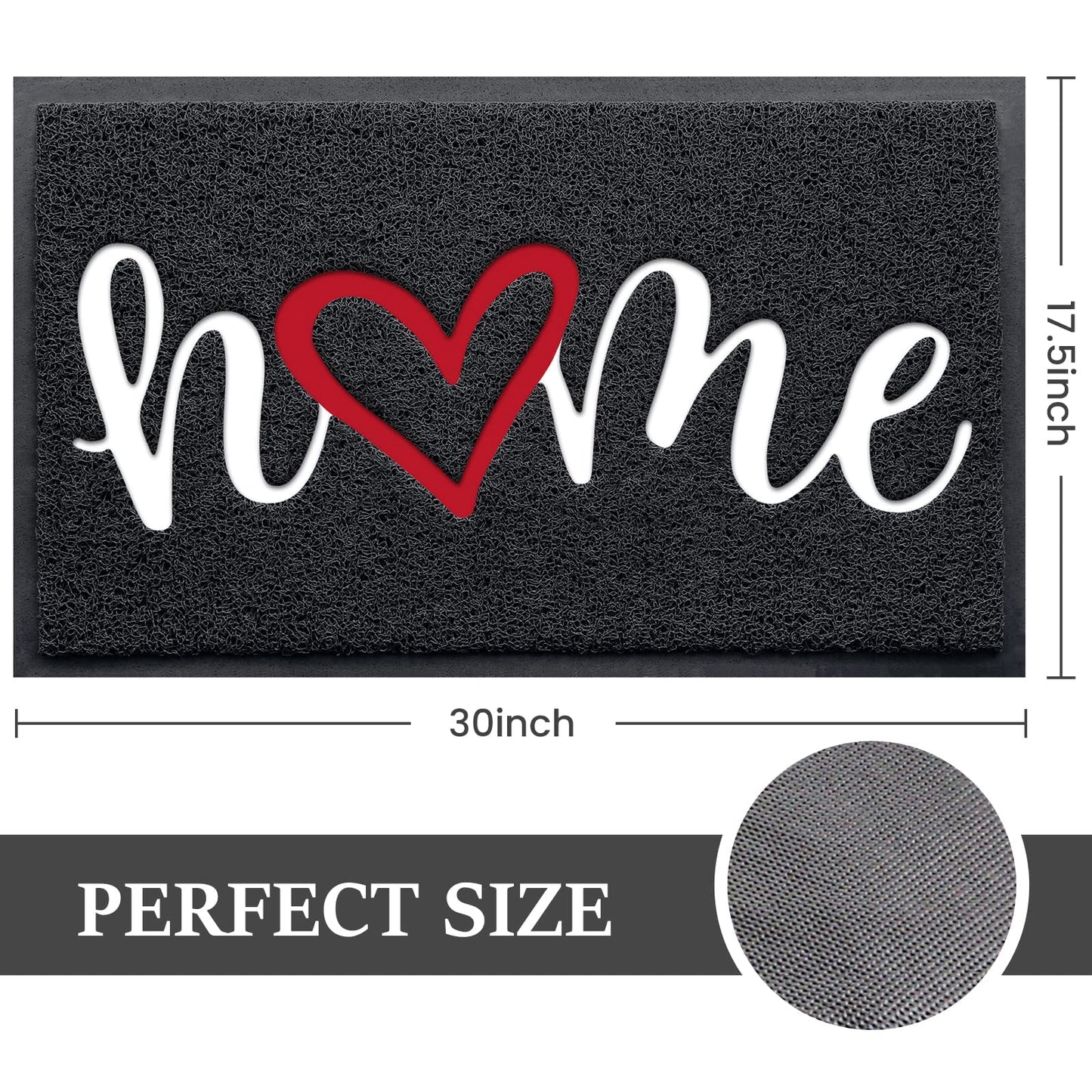 BeneathYourFeet Door Mat (30"x17.5",Black), Welcome Mat Low Profile Front Doormat Floor Mat Non Slip Rugs for Entryway, Patio, High Traffic Areas