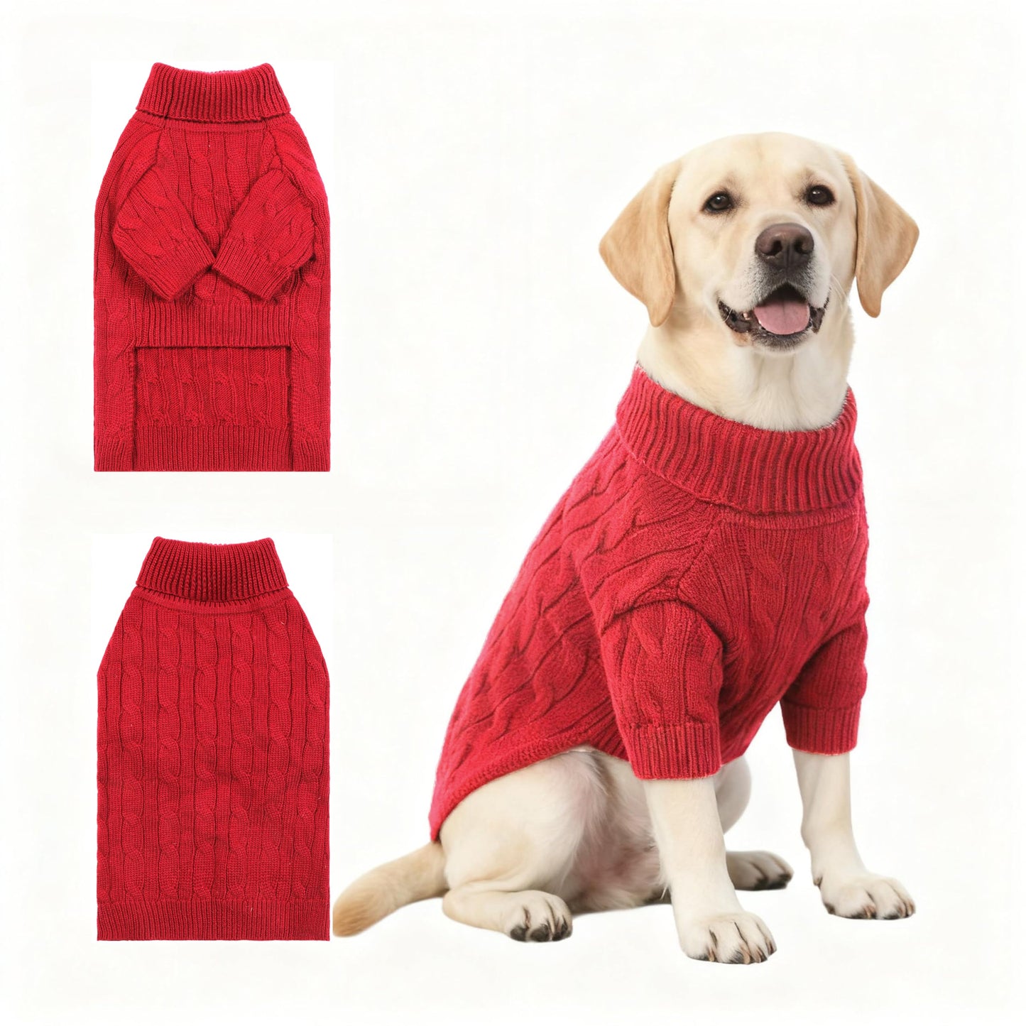 Small/Medium Dog Sweater, Warm Dog Winter Coat w/Sleeves, Comfortable High Neck & Leash Hole, Premium Dog Clothes for Schnauzer-Best for Holidays, Daily Walks M Apricot
